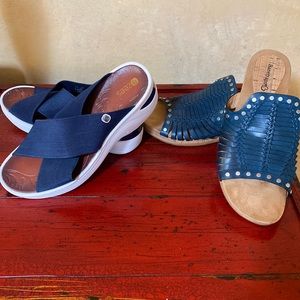 Baretraps Cork Wedged Sandals and BZees Slip On Sandals